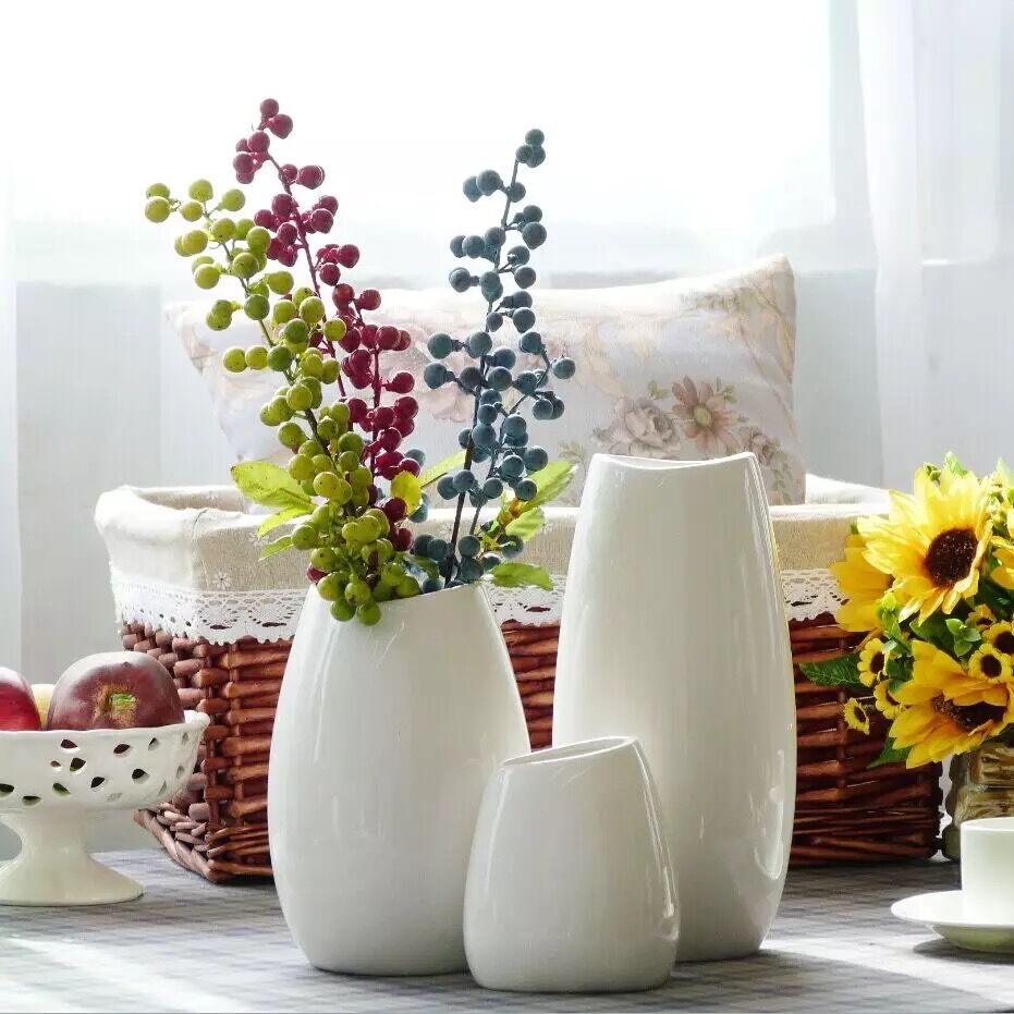 木北丨北欧简约家居装饰品纯白色陶瓷花瓶摆件创意客厅桌面插花器
