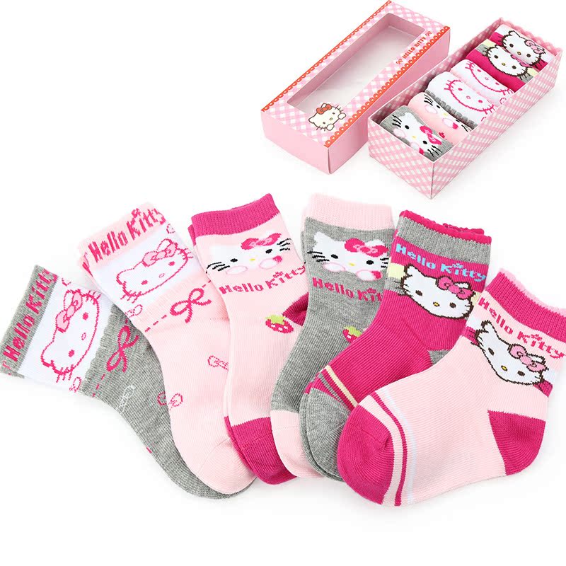 Hello Kitty儿童精梳棉袜冬季加厚袜子 6双礼盒装
