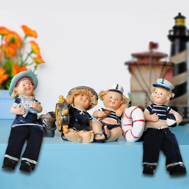 地中海海洋风格海军树脂娃娃可爱玩偶 家居装饰人物摆件结婚礼物