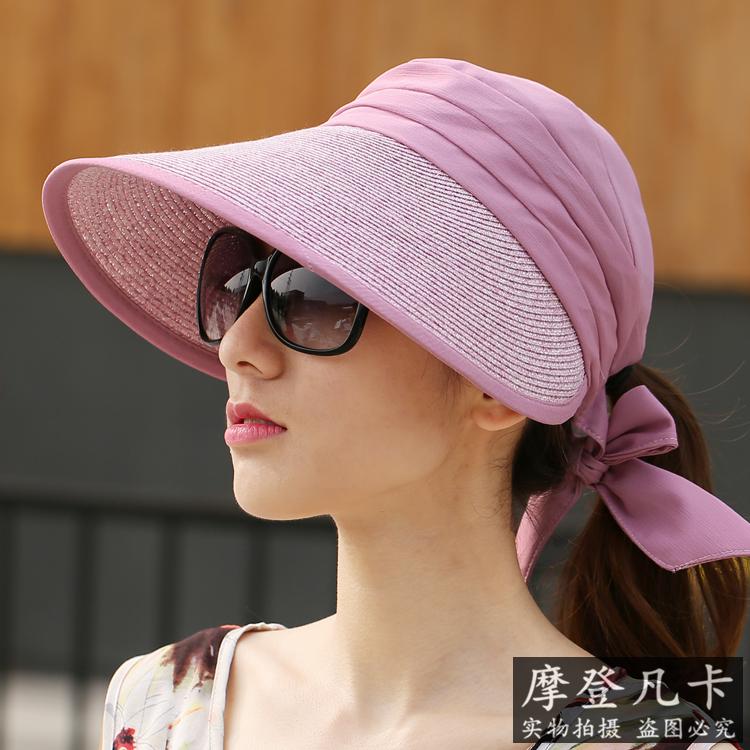 帽子女士夏天户外防晒草帽太阳帽防紫外线遮阳帽沙滩帽折叠鸭舌帽