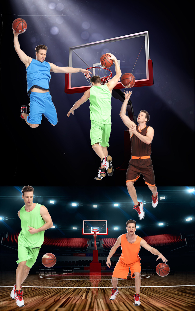新款篮球服套装 双面篮球训练衣团队比赛服夏季透气空板定制DIY