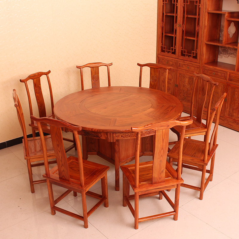 仿古家具1.4 1.6 1.8 2 2.2米实木大圆桌 餐桌 餐椅 出厂特价销售