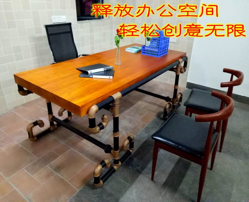 美式铁艺工业大班台老板经理主管创意办公桌 茶桌 电脑桌办公家具