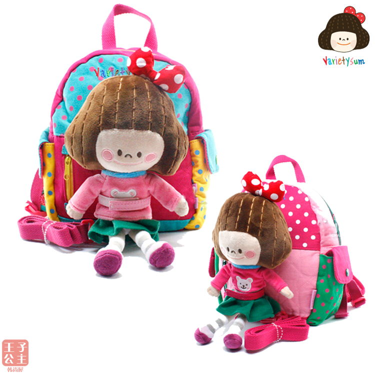 韩国代购儿童书包婴幼儿园女宝宝孩子公主防走失书包玩偶双肩背包