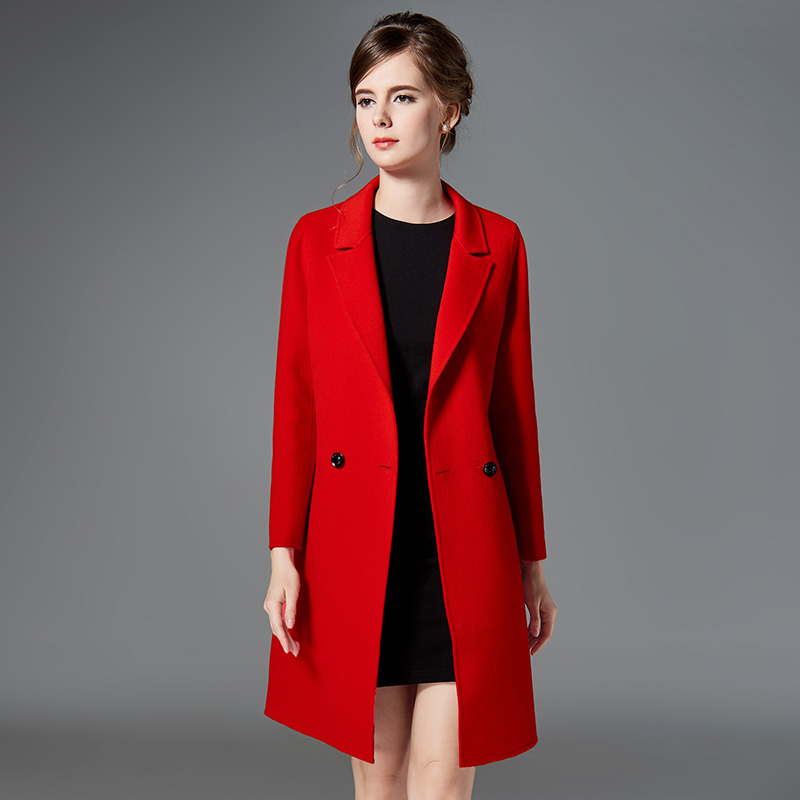 2016秋冬新款双面羊绒大衣高端韩版女装中长款羊毛呢外套