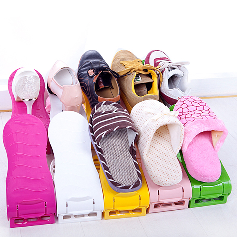 创意折叠收纳鞋架子简易双层可调节塑料鞋架立体式组合鞋托