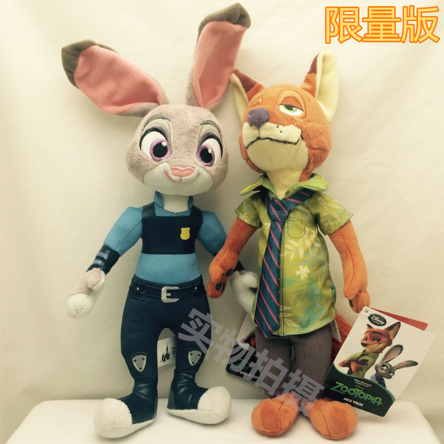 正版迪士尼疯狂动物城公仔朱迪毛绒玩具玩偶Nick狐狸尼克Judy兔子
