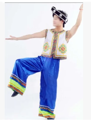 新款少数民族舞蹈服演出服彝族苗族服装壮族男装士款成人舞台表演