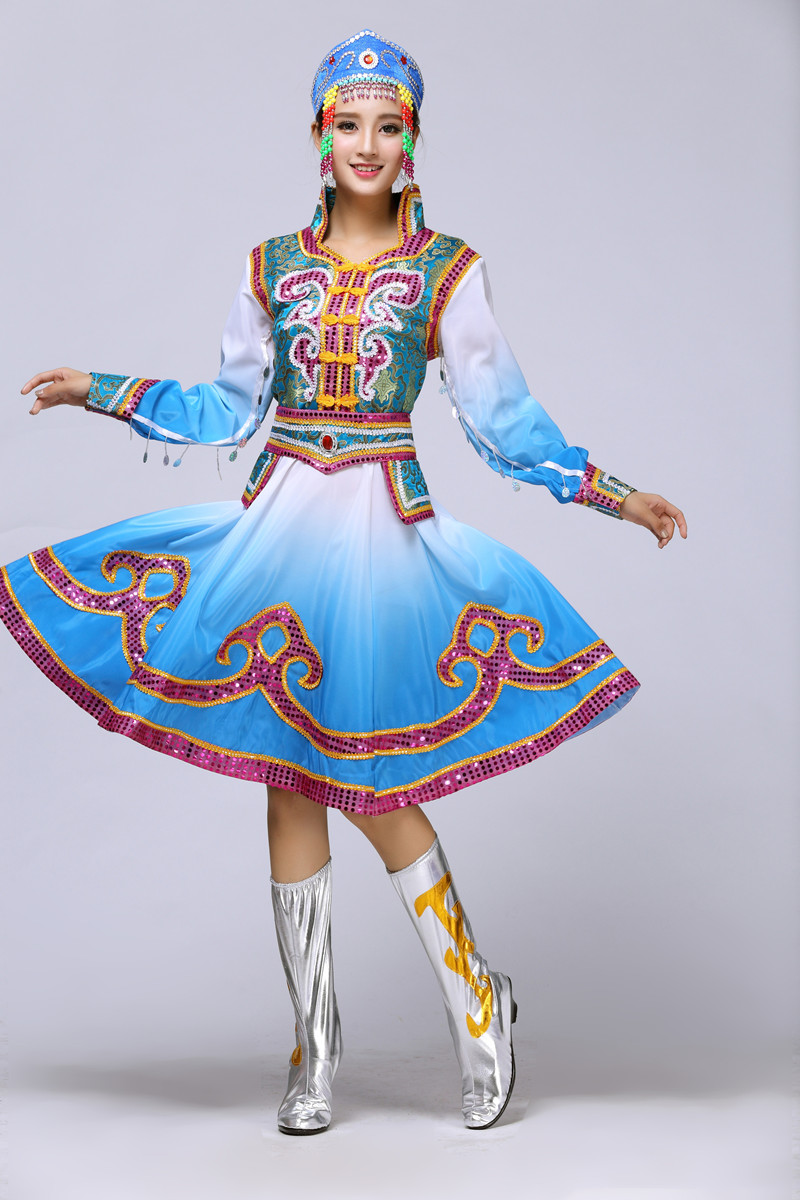 蒙古族舞蹈服装 广场舞 民族 新款 蒙古演出服 表演服饰新款女装