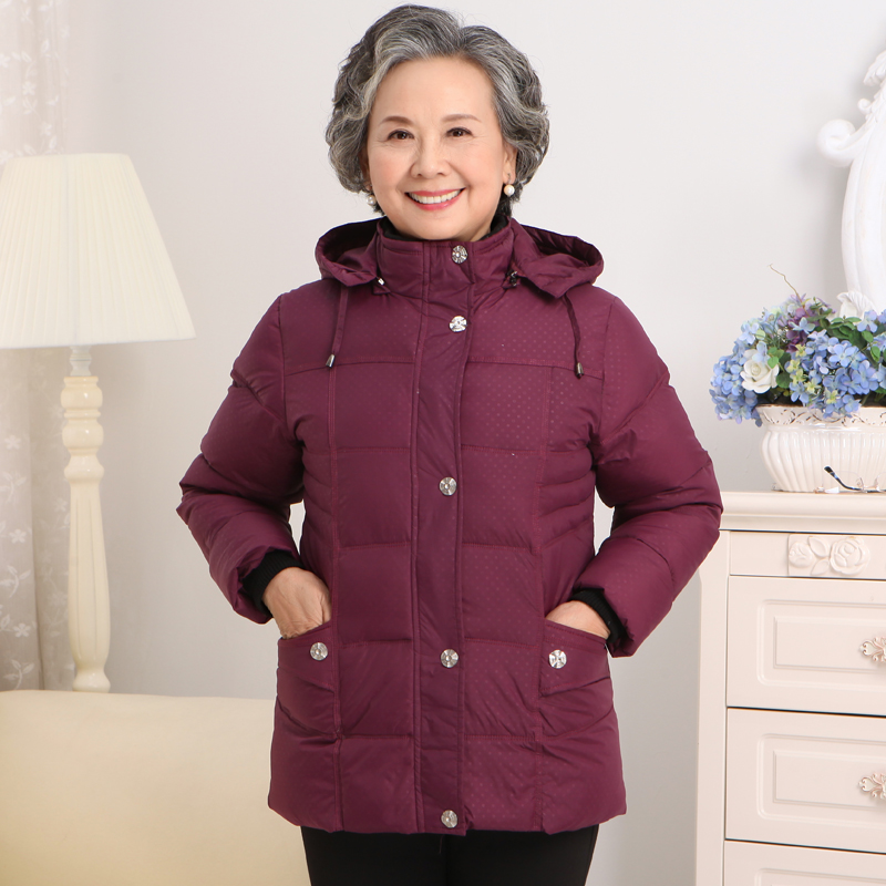 70岁80中老人冬装女装妈妈中老年羽绒服女款冬季高档奶奶加厚外套