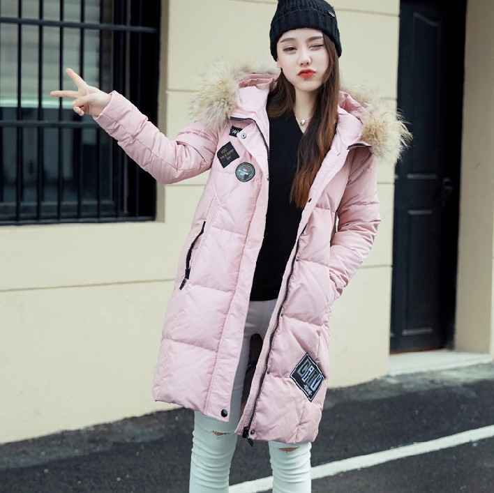 2016冬装新款 韩版高端时尚加厚保暖羽绒服外套女中长款连帽上衣