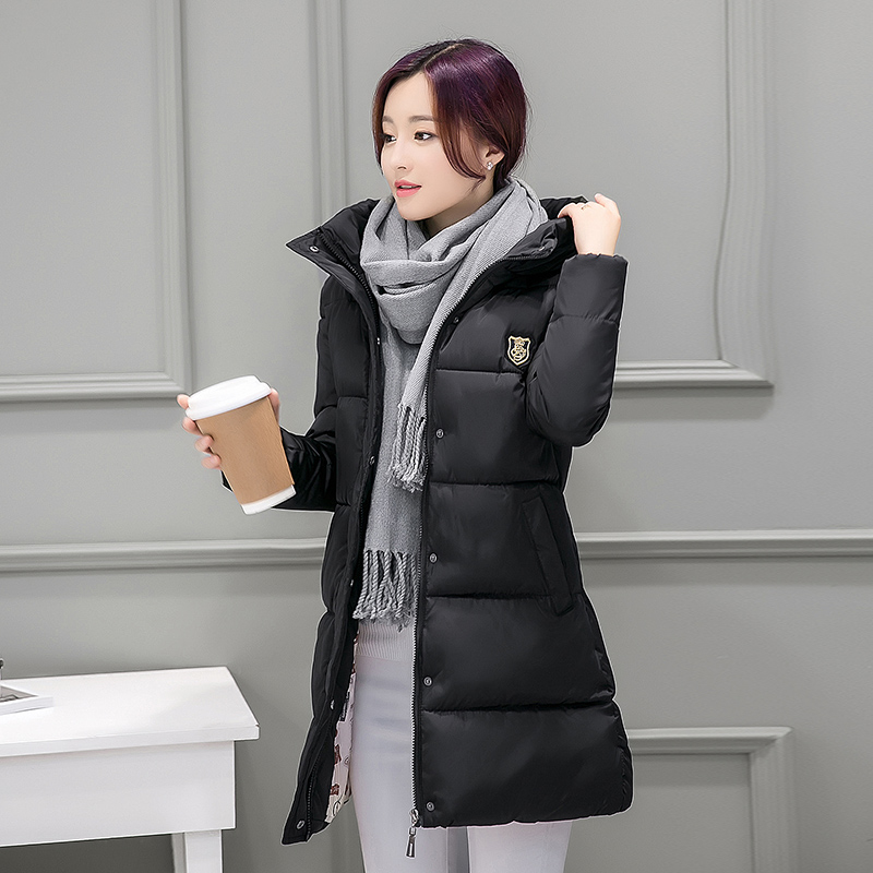 冬装新款韩版女装棉衣女中长款连帽修身学生棉服大码棉袄加厚外套