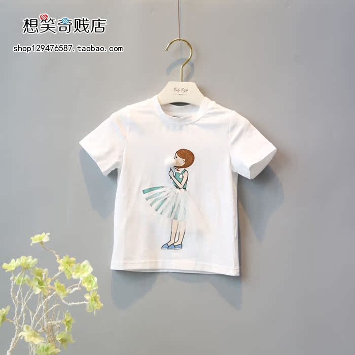 韩国专柜女童立体棉花糖T恤 上衣小童短袖3岁夏装夏季纯棉