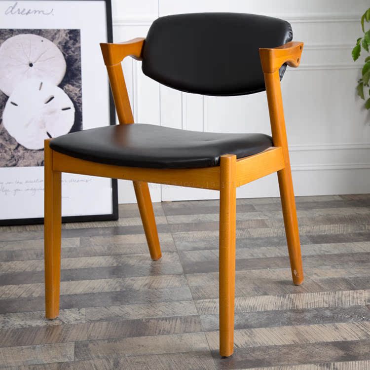 实木餐椅水曲柳椅子靠背电脑椅咖啡椅软包椅布艺北欧宜家实木椅子