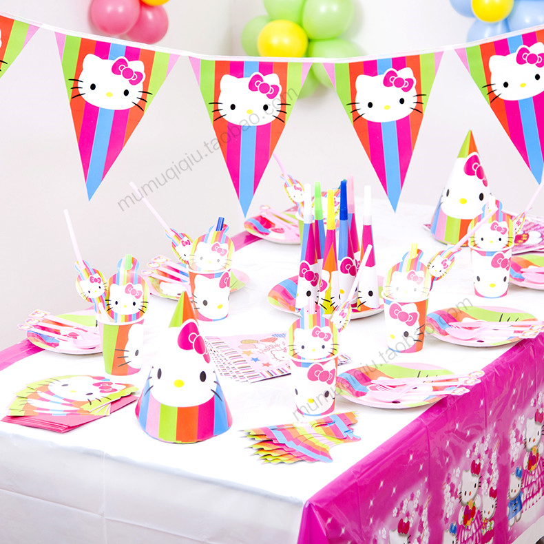 儿童生日派对用品宝宝周岁装饰布置一次性餐具6人套装纸杯生日帽