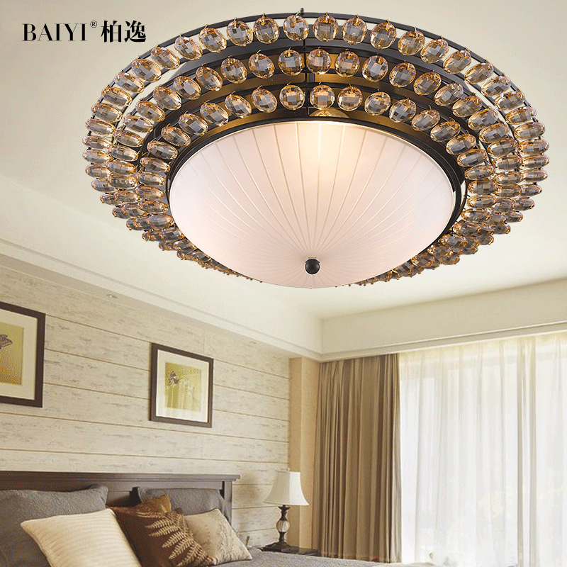 美式现代简约LED水晶吸顶灯 欧式个性餐厅过道卧室创意时尚吸顶灯