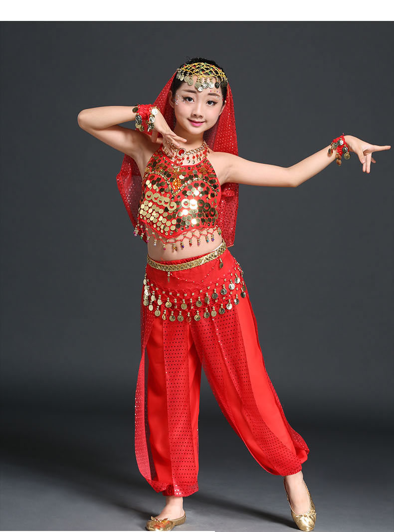 舞娘 六一印度舞演出服女童表演服装肚皮舞套装儿童舞蹈新疆舞服