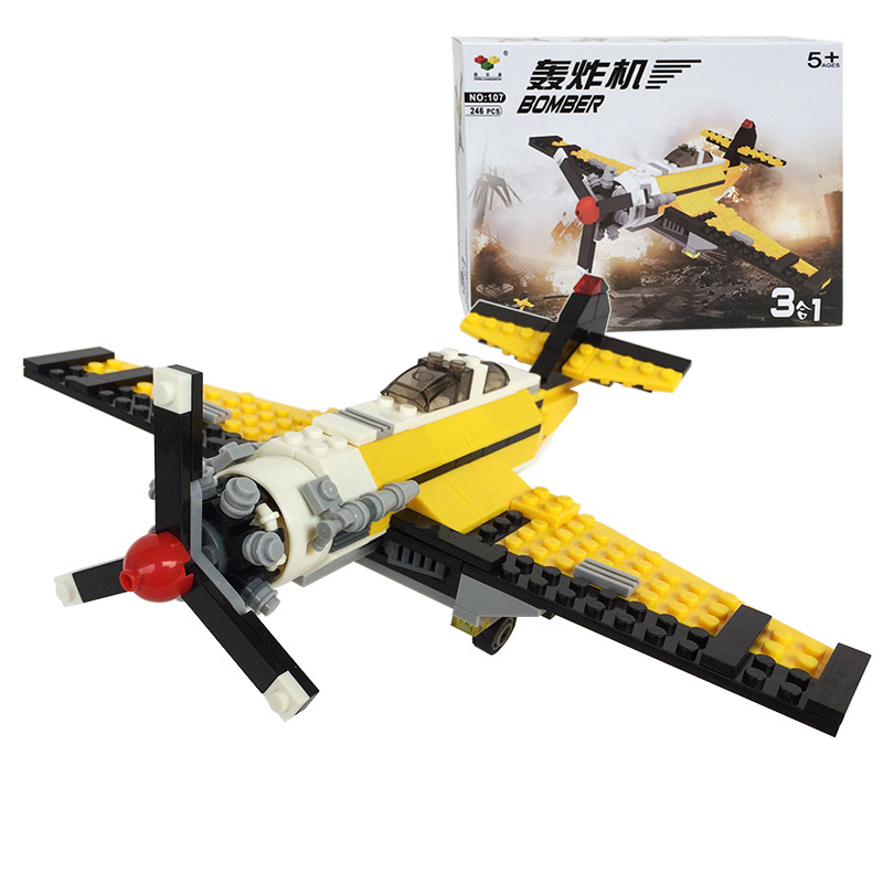 拼装积木玩具飞机模型男孩积木玩具组装积木军事战机变形积木飞机