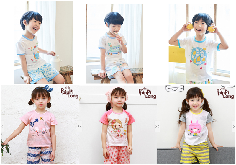 2016韩国进口儿童超薄短袖短裤家居服套装