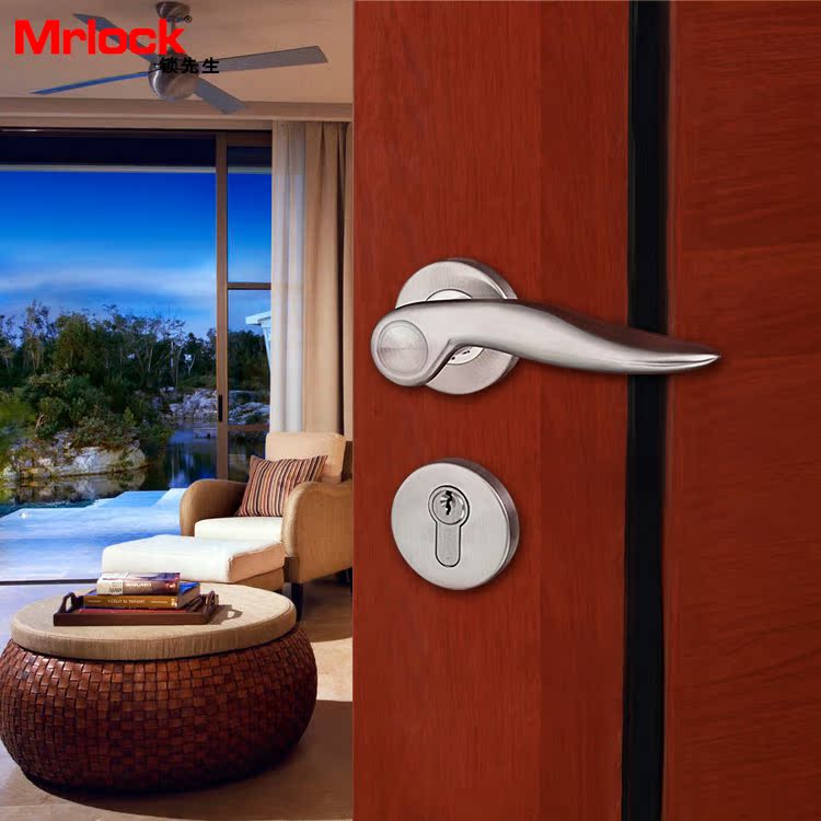 德国Mrlock 室内实木门锁卧室房门锁304不锈钢实心执手分体锁具