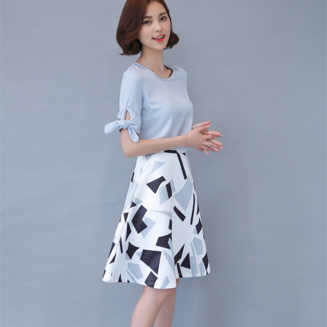 2016夏装新款连衣裙韩版时尚气质显瘦真丝假两件套装A字裙
