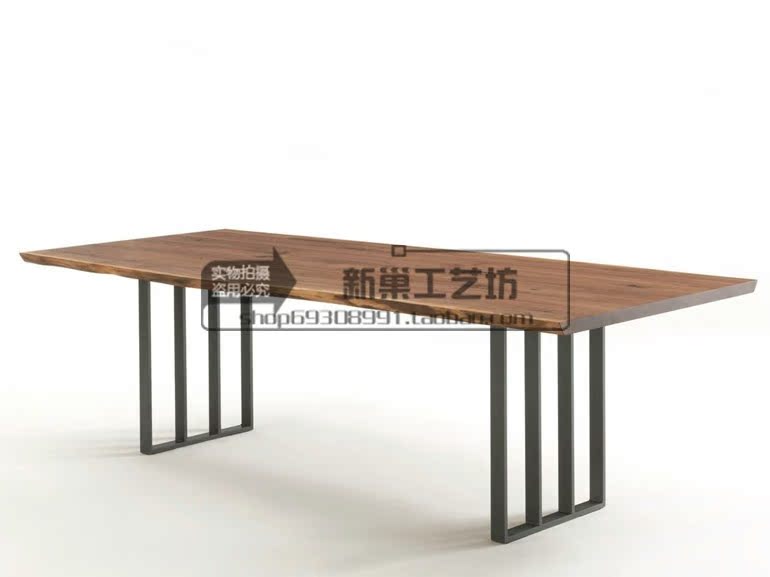 loft美式乡村工业风复古实木餐桌 设计师办公桌铁艺工作台会议桌