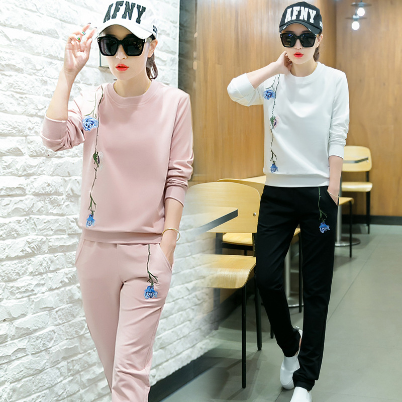 秋季套装女2016新款时尚潮韩版学生两件套休闲运动大码长裤跑步服