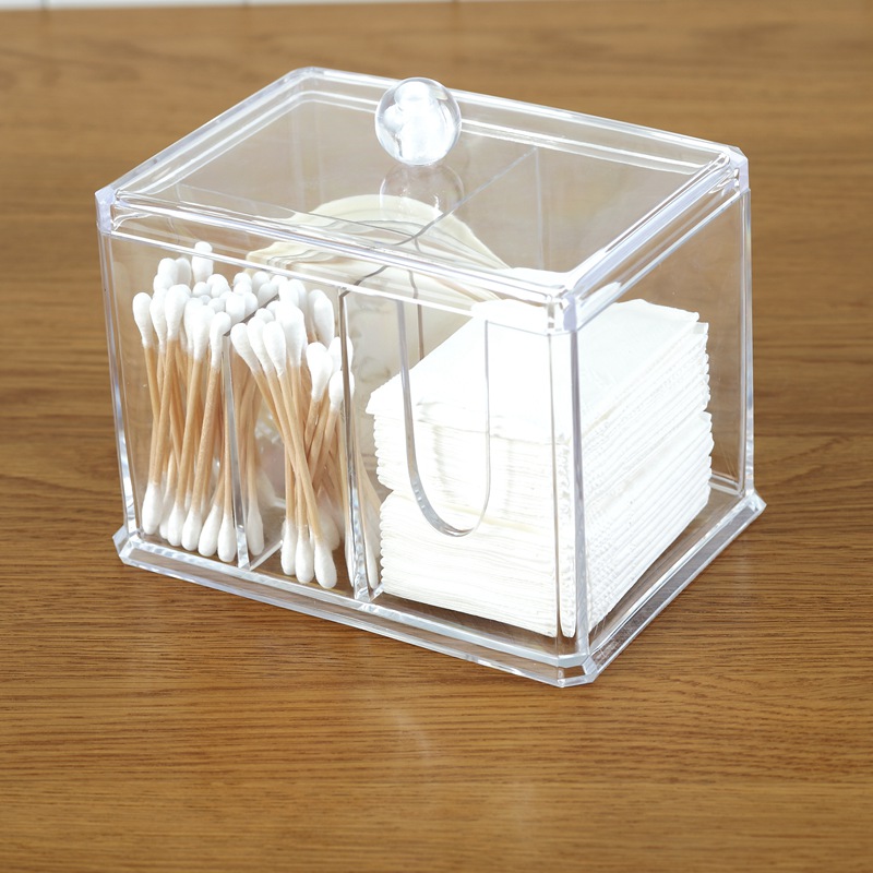 透明塑料化妆品收纳盒创意化妆盒桌面整理棉签收纳盒