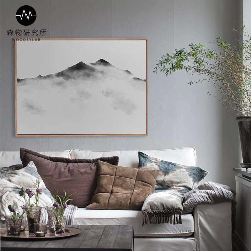 山岚迷雾 现代中式装饰画客厅沙发背景墙画玄关风景壁画床头挂画