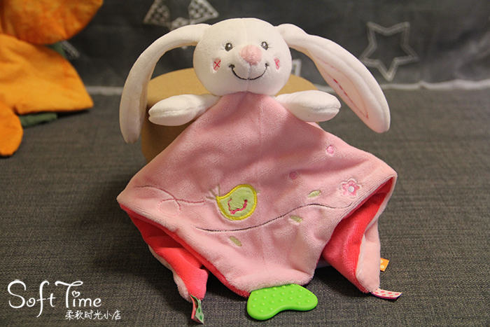 可爱淑女的粉色小白兔 安抚玩偶 安抚巾 婴儿毛绒玩具 ST0116