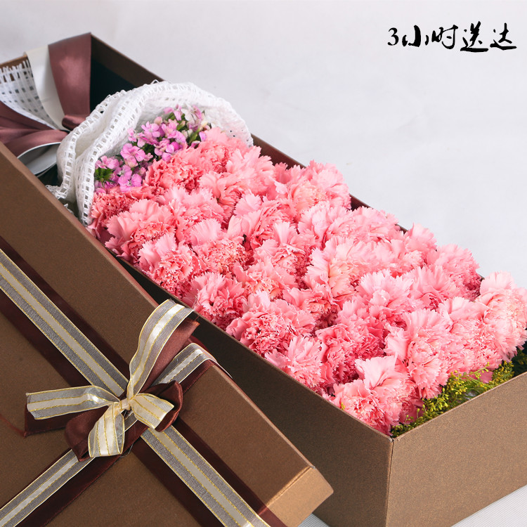 北京康乃馨鲜花花束礼盒全国速递19朵33朵母亲节礼物送母亲生日