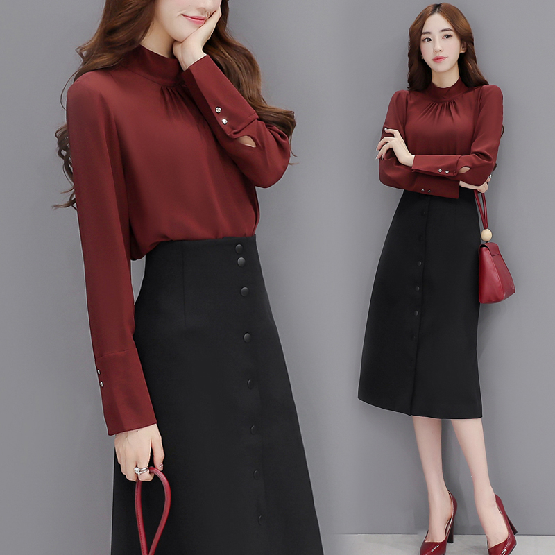 2016秋装新款女装两件套韩版气质连衣裙中长款显瘦套装裙打底裙子