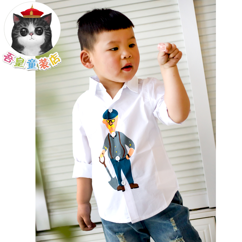 2016男童长袖纯棉卡通衬衫韩版儿童衬衣春装春秋2-3-4-5-6岁