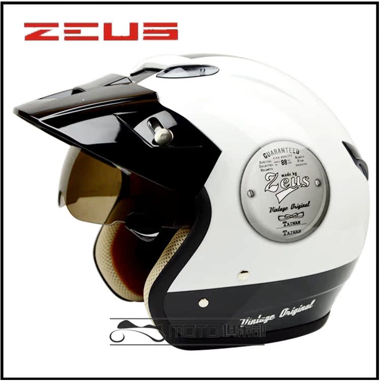 台湾ZEUS瑞狮头盔电动摩托车半盔 男女四季哈雷个性复古3/4太子盔