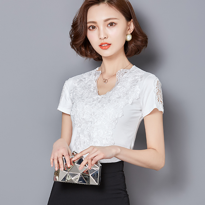2016新款夏装韩版蕾丝花边女装短袖T恤女修身打底小衫