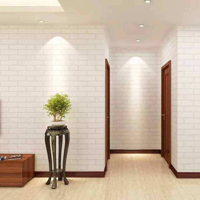 PVC现代中式理发美发美甲饭店服装壁店现代方砖块满贴墙纸纸特惠