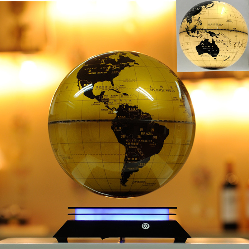 磁悬浮地球仪8寸创意欧式发光自转开张开业礼品办公室桌面摆件