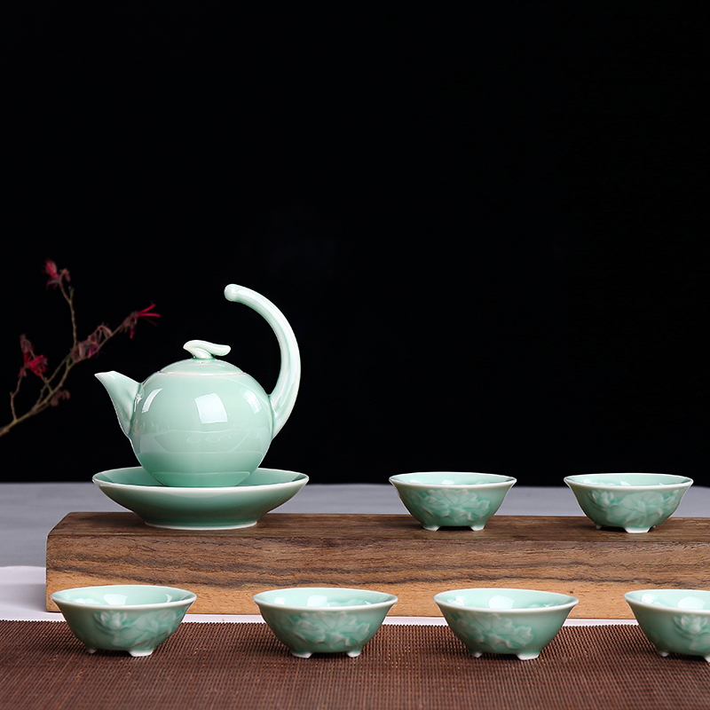 龙泉青瓷茶具套装精品陶瓷功夫茶具整套泡茶壶高档礼品茶壶茶杯
