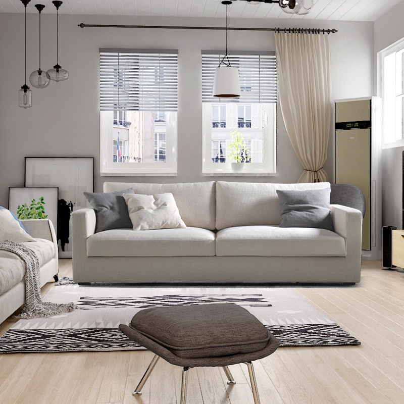 北欧羽绒布艺沙发小户型 简约现代客厅可拆洗单双三人位乳胶沙发