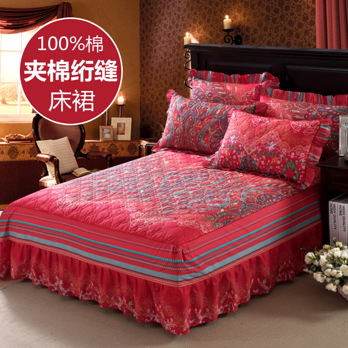 全棉加厚夹棉绗缝纯棉床裙床笠床套床单床罩1.5米床1.8米床特价