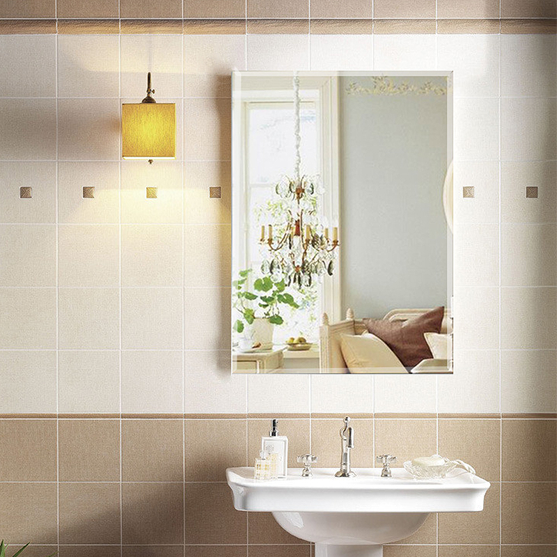 简约欧式无框浴室镜子 超清卫生间卫浴镜子壁挂洗手间黏贴化妆镜