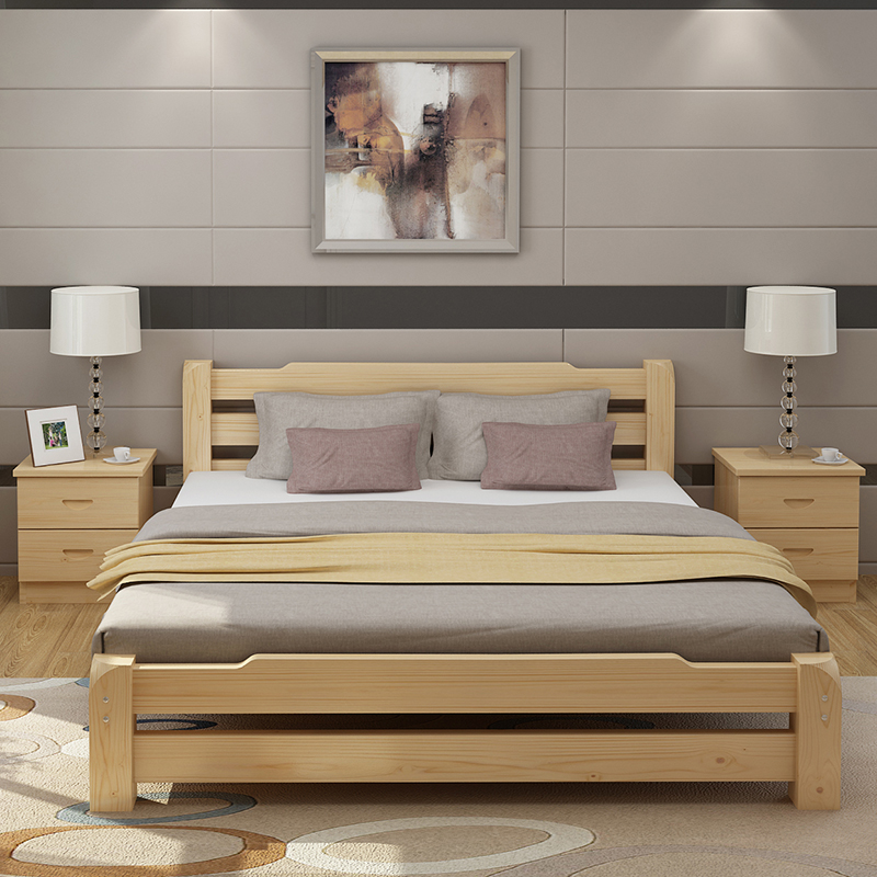 特价实木松木单人床双人床结婚床1.2 1.5米1.8米儿童床成人床板床