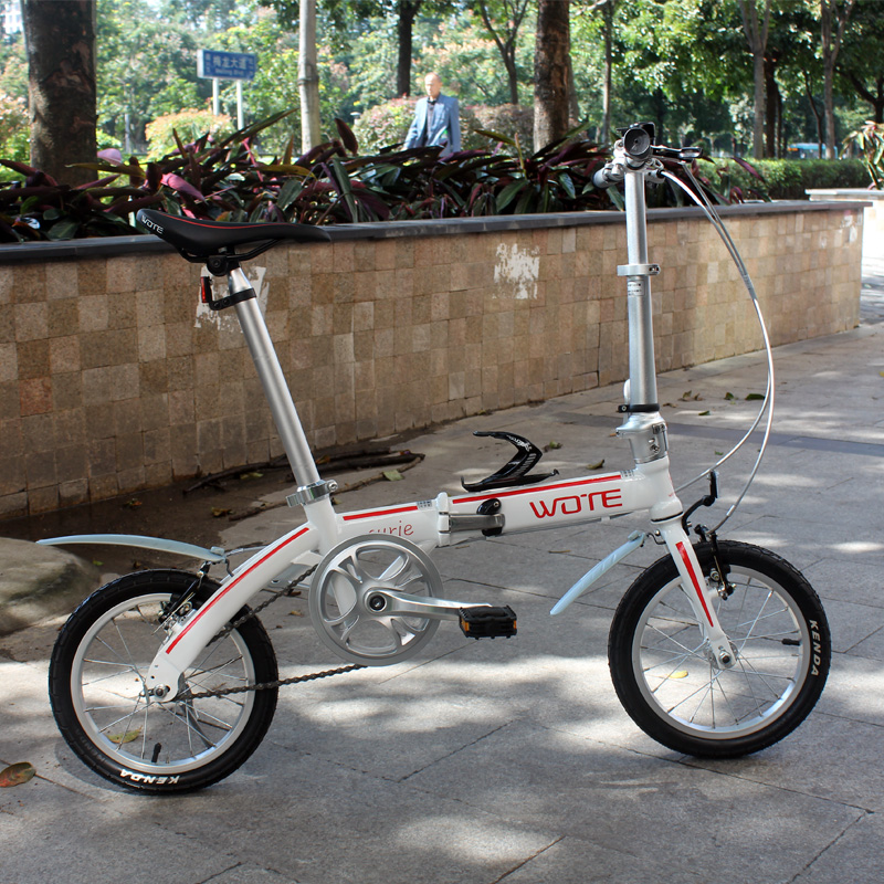 WOTE折叠自行车14寸折叠车铝合金钢架学生单车通勤成人自行车男女