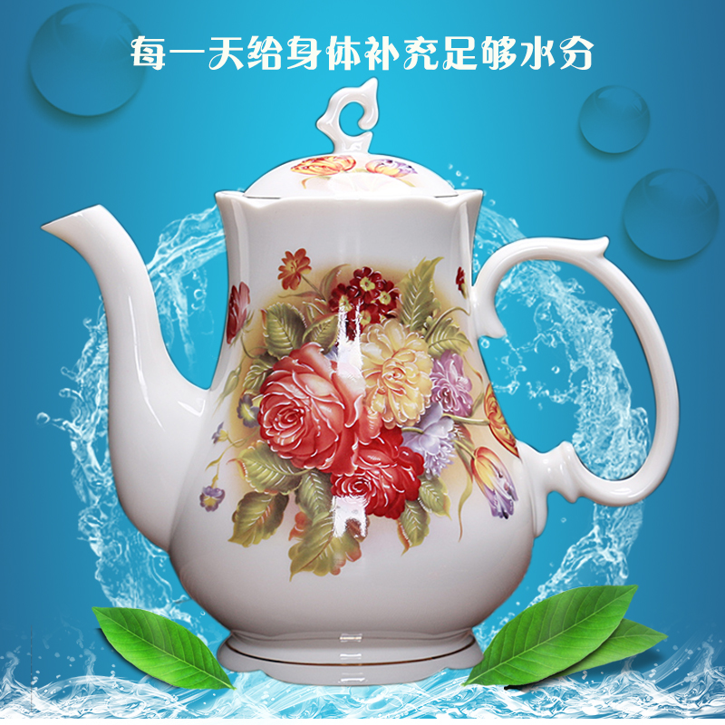 大号陶瓷凉水壶家用大容量过滤泡茶单壶欧式骨瓷耐热冷水壶凉水壶